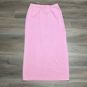St John Evening 10 Maxi Skirt Pink Santana Knit Solid Side Slit Stretch USA Made